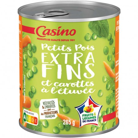 CASINO Petits pois et carottes extra-fins 265g