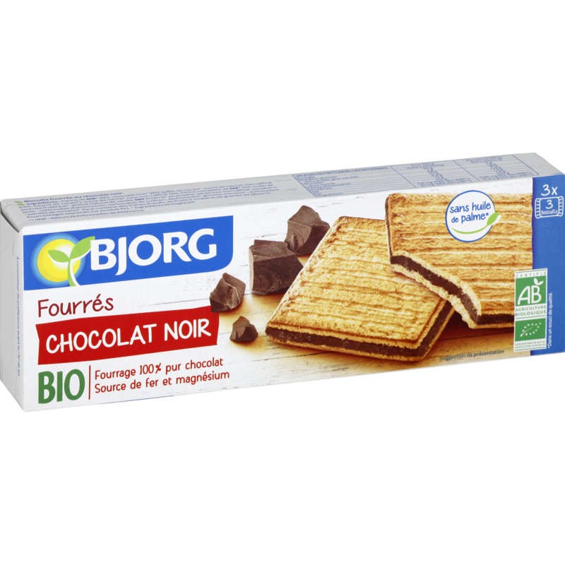 BJORG - Biscuits Fourrés au Chocolat au Lait Bio - Aux Céréales