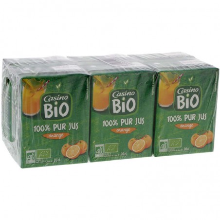 CASINO BIO 100% pur jus d'orange Bio 6x20cl