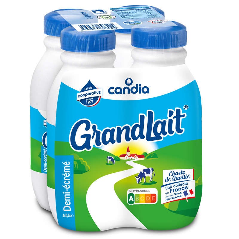 CANDIA Grand lait demi-écremé - 4x50cl