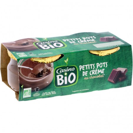 CASINO BIO Petits pots de crème au chocolat 2x100g