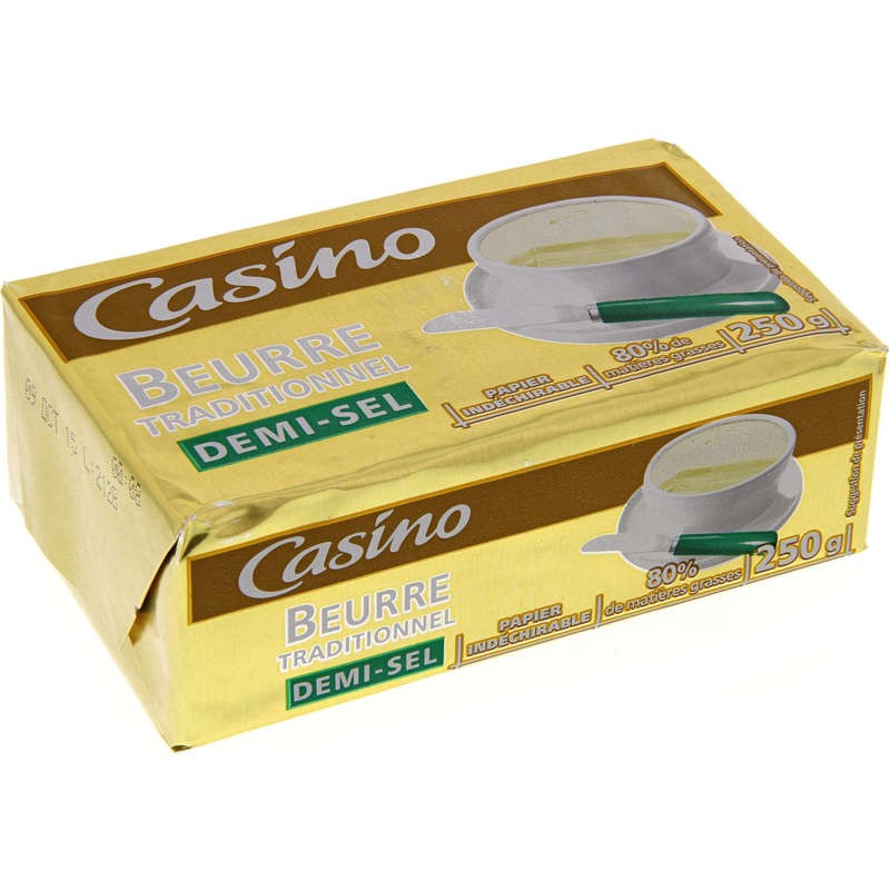 CASINO Beurre traditionnel demi-sel - 250g
