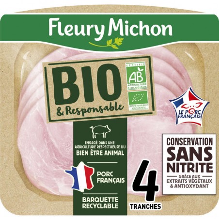 FLEURY MICHON Jambon sans nitrite VPF 4 tranches Bio 120g
