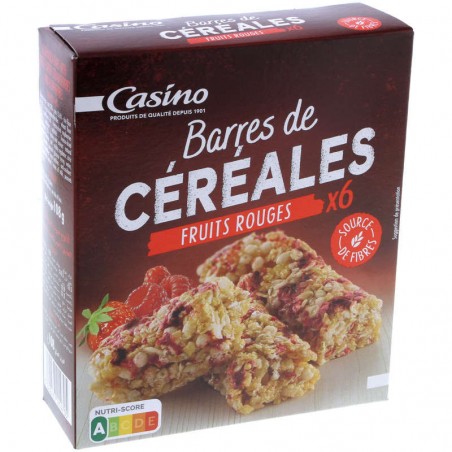 CASINO Barres de céréales aux fruits rouges x6 - 108g