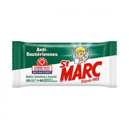 ST MARC Lingettes désinfectantes anti-bactérienne - x30